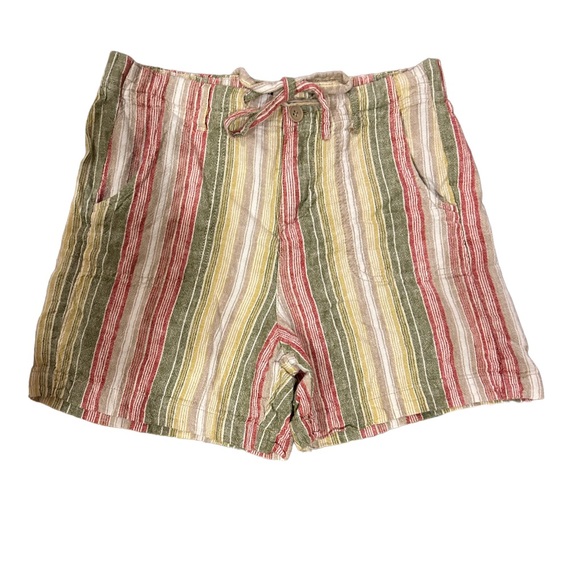 Linen Shorts multicolored striped with pockets - Picture 2 of 5